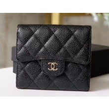 Chanel Classic Small Flap Wallet 31528 AP0231 Grained Calfskin Black/Silver