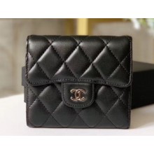 Chanel Classic Small Flap Wallet 31528 AP0231 Lambskin Black/Silver