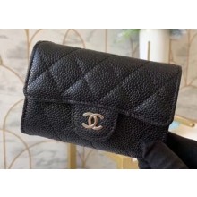 Chanel Classic Small Card Holder AP0214 Grained Calfskin Black/Silver