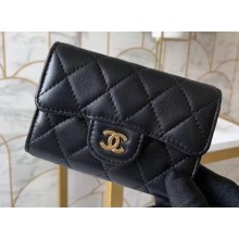 Chanel Classic Small Card Holder AP0214 Lambskin Black/Gold
