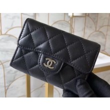 Chanel Classic Small Card Holder AP0214 Lambskin Black/Silver