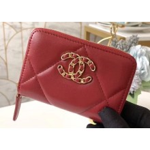 Chanel 19 Leather Zipped Coin Purse AP0949 Red 2020