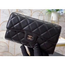 Chanel Classic Long Flap Wallet A31506 Lambskin Black