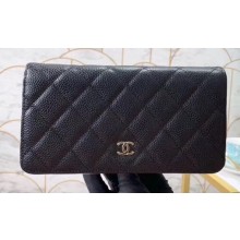Chanel Classic Long Bi-fold Wallet 31566 Grained Calfskin Black