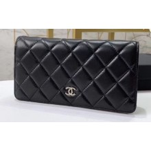 Chanel Classic Long Bi-fold Wallet 31566 Lambskin Black