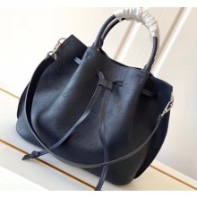 Louis Vuitton Mahina Leather Girolata Drawstring Bucket Bag Navy Blue