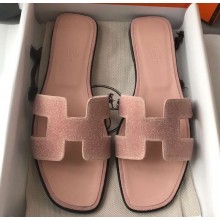 Hermes Oran Flat Slipper Sandals Crystal 01