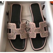 Hermes Oran Flat Slipper Sandals Crystal 03