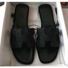 Hermes Oran Flat Slipper Sandals Crystal 04