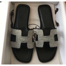 Hermes Oran Flat Slipper Sandals Crystal 07