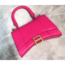 Balenciaga Hourglass XS Top Handle Bag Fuchsia/Gold