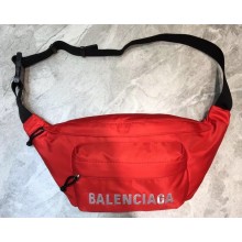 Balenciaga Wheel Logo Nylon Belt Pack Bag Red