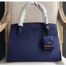 Prada Monochrome Top Handle Bag 1BA155 Dark Blue