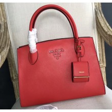 Prada Monochrome Top Handle Bag 1BA155 Red