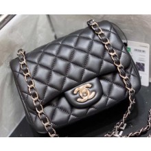 Chanel Original Quality Mini Classic Flap Bag 1115 in Sheepskin Black with Silver Hardware