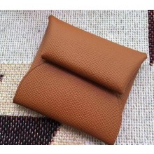 Hermes Bastia Change Purse in Epsom Leather Brown