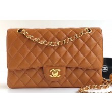Chanel Grained Caviar Leather Medium Classic Flap Bag A1112 Caramel with Gold Hardware