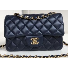 Chanel Lambskin Small Classic Flap Bag A1116 Navy Blue