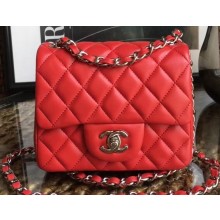 Chanel Lambskin Mini Classic Flap Bag A1115 Red