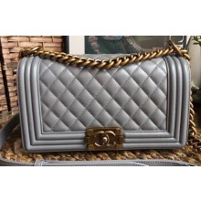 Chanel Lambskin Boy Flap Medium Bag Gray/Gold