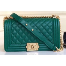 Chanel Caviar Leather Boy Flap Medium Bag Emerald Green