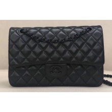 Chanel Lambskin Medium Classic Flap Bag A1112 So Black