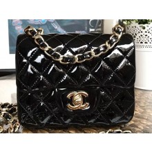 Chanel Patent Leather Mini Classic Flap Bag A1115 Black
