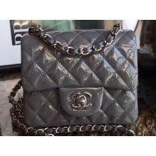 Chanel Patent Leather Mini Classic Flap Bag A1115 Gray