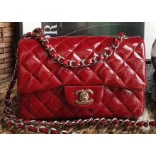 Chanel Patent Leather Small Classic Flap Bag A1116 Red