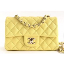 Chanel Pearl Caviar Calfskin Small Classic Flap Bag A1116 Light Yellow