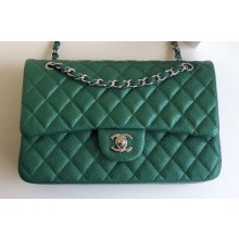 Chanel Pearl Caviar Calfskin Medium Classic Flap Bag A1112 Green