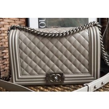 Chanel Caviar Leather Boy Flap New Medium Bag Pale Gray
