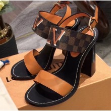 Louis Vuitton Heel 10cm Passenger Sandals Khaki 2020