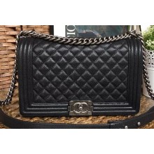 Chanel Caviar Leather Boy Flap New Medium Bag Black/Silver