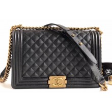 Chanel Caviar Leather Boy Flap New Medium Bag Black/Gold