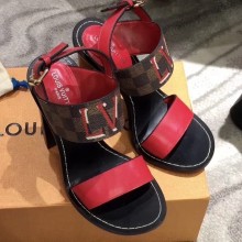 Louis Vuitton Heel 10cm Passenger Sandals Red 2020