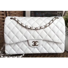 Chanel Lambskin Jumbo Classic Flap Bag A1113 White