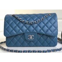 Chanel Lambskin Jumbo Classic Flap Bag A1113 Denim Blue