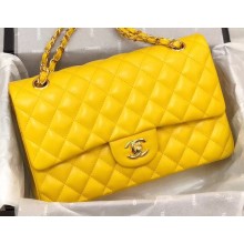 Chanel Lambskin Medium Classic Flap Bag A1112 Yellow