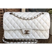 Chanel Lambskin Medium Classic Flap Bag A1112 White