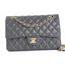 Chanel Lambskin Medium Classic Flap Bag A1112 Gray