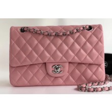 Chanel Lambskin Medium Classic Flap Bag A1112 Light Pink