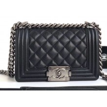 Chanel Caviar Leather Boy Flap Small Bag Black/Silver
