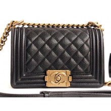 Chanel Caviar Leather Boy Flap Small Bag Black/Gold