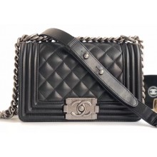Chanel Lambskin Boy Flap Small Bag Black/Silver