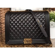 Chanel Lambskin Boy Flap Large Bag Black/Gold