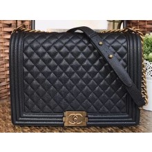 Chanel Caviar Leather Boy Flap Large Bag Black/Gold