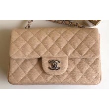 Chanel Caviar Leather Small Classic Flap Bag A1116 Beige/Silver