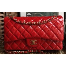 Chanel Patent Leather Jumbo Classic Flap Bag A1113 Red