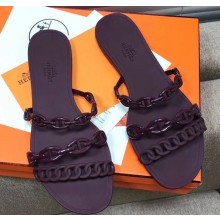 Hermes Chaine D'ancre Rivage Rubber Slipper Sandals Purple